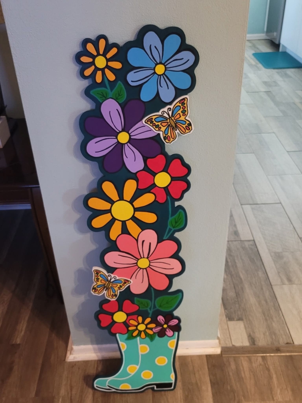 Hand Painted Whimsical Floral Boot Porch Sign